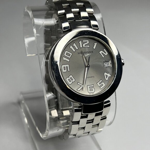 Longines Stainless Steel Silver Tone 37mm Automatic Men’s Date Watch On Bracelet - Picture 1 of 11